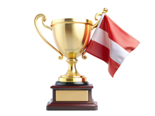   golden trophy with indonesian flag isolated on white background PNG, AI GENERATED