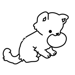 Vector illustration of a puppy line art outline 
