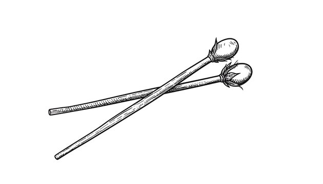 crossed cotton swabs black and white clip art preview
