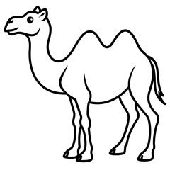 Bactrian camel line art vector