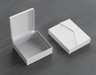 white folding gift box opened and closed gift box 3d rendering mock up