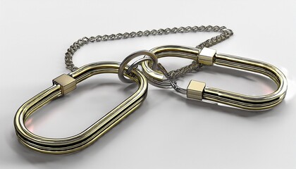 Naklejka premium split keyrings with chain keychain ring different types 3d rendering isolated on white background