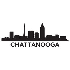 Obraz premium Chattanooga skyline silhouette. Black Chattanooga city. Vector black silhouette. with white background