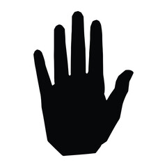 Obraz premium Black silhouette of a hand with open palm showing all fingers against white background