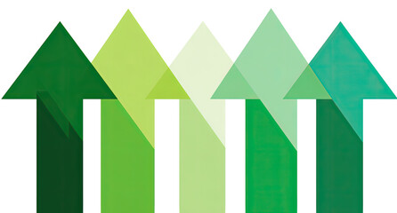 Abstract graphic design with multiple upward-pointing arrows in varying shades of green