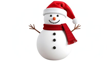 Fototapeta premium Snowman with hat and scarf
