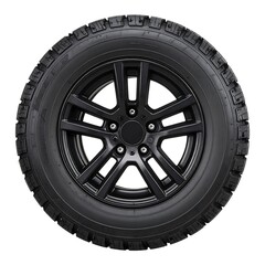 Obraz premium Black tire and wheel, top view