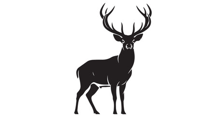 Majestic Black Stag Silhouette, Vector Illustration