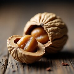 Halved Nut Exposing Organic Kernel Formation