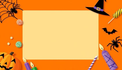 Halloween-themed background with decorations and empty space for text  