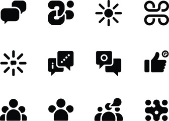 Collection of modern vector icons representing communication and social media concepts