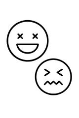 Fototapeta premium Two different expressions outlined emoticons faces, happy and sad 