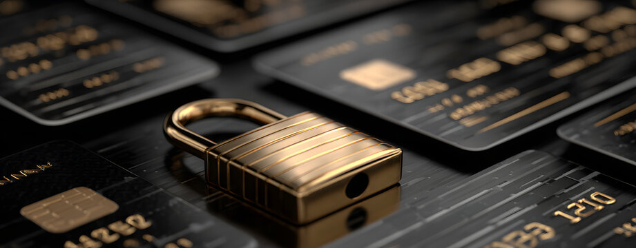 The lock representing security over credit cards and smartphones in a digital age.