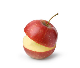 Fresh red apple slices isolated on white
