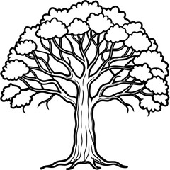 Banyan line art vector