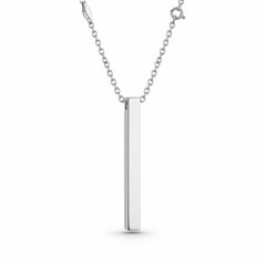 Blank vertical bar pendant on chain, isolated on white background