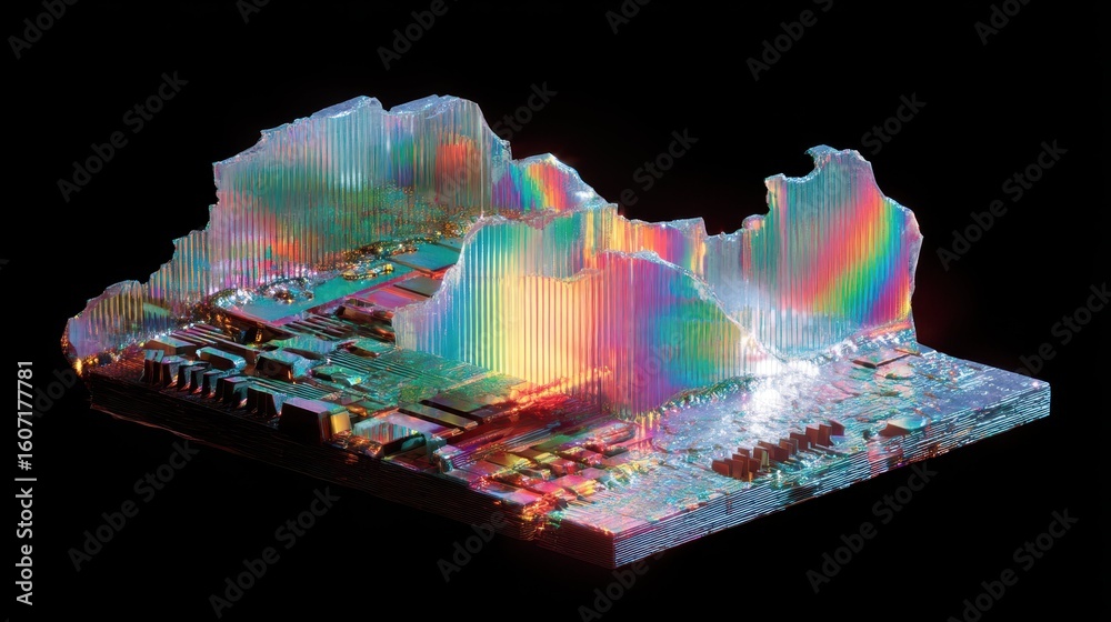 Poster holographic display with broken pixelated error in augmented reality