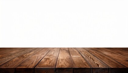 brown wooden table for product presentation isolated on white background