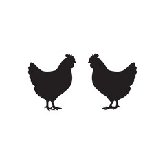 Black hen silhouette vector flat illustration design