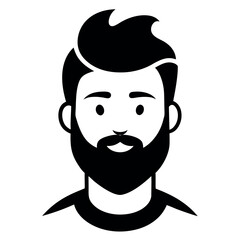 Stylized Black and White Portrait of a Man with Beard and Pompadour Hairstyle