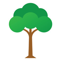 Simple green tree illustration with brown trunk