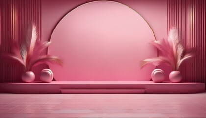 pink stage on empty space background abstract in luxury studio room wall art for pedestal winner generative ai