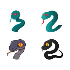Cartoon Snakes with Red Eyes