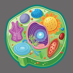 Detailed Cross-Section Illustration of a Plant Cell and Its Organelles