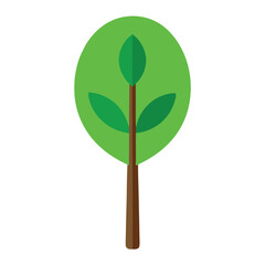 Simple green tree illustration with three leaves