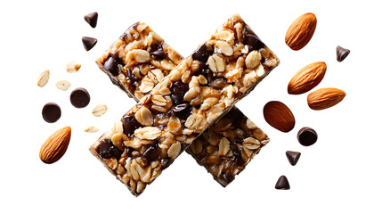 Delicious granola bars with almonds and chocolate chips.