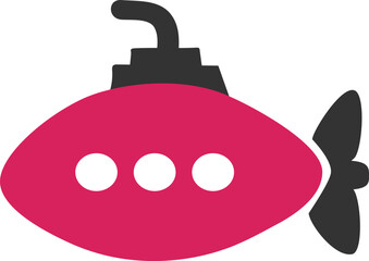 Playful and colorful vector illustration of a pink submarine with portholes, designed in a cute and simple style. Perfect for children’s educational materials, underwater adventure projects, toy store