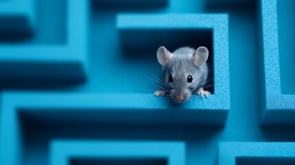 Animal learning behavior concept with mouse in maze classical conditioning experiment visual comparative psychology theme