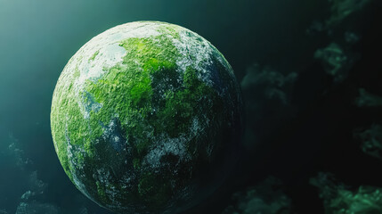 Green planet with a lot of vegetation on it