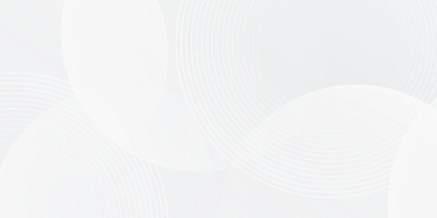 Minimal geometric abstract white background with circle shape and line. Modern circle lines pattern. Futuristic concept design.  Vector illustration