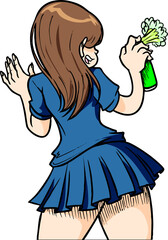 teenager spray painting wall - urban street art illustration