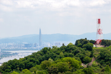 Panoramic View of Seoul from Naksan Fortress Park Observatory, South Korea