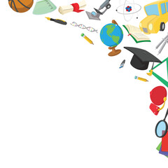 Educational items creating dynamic border design, perfect for back to school projects