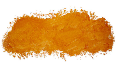 Vivid orange brush stroke featuring textured edges, creating visual energy against transparent background for graphic design