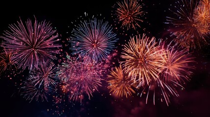 Colorful Fireworks Lighting Up the Night Sky in Vibrant Display