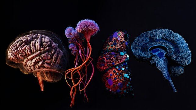 Artistic photo realistic image of adolescent brain development stage conceptual psychology art vivid anatomical render