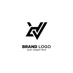 Modern Unique V and D Letter Monogram Logo with White Background.