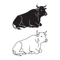 Fertility Symbolism Captured - Ox Graphic Collection - Core Silhouette and Technical Lineart - Ox silhouette - Ox lineart - Ox vector - vector set of Ox

