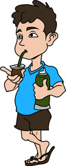man drinking mate - south american tradition illustration
