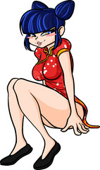 chinese woman portrait - cultutal character illustration