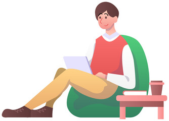 Man working sitting on the floor