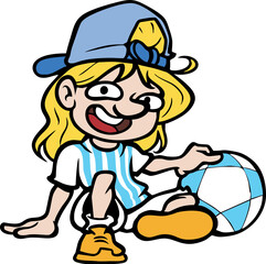 children playing with soccer balls - footbal kids illustration