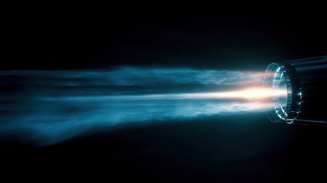 High-Tech Jet Engine with Glowing Exhaust Trails in Dark Background