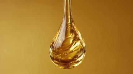 Golden Oil Drop Suspended in Mid Air Capturing Light Elegantly