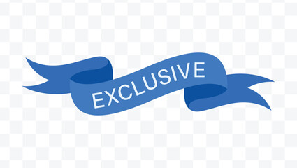 Exclusive text ribbon blue art design vector