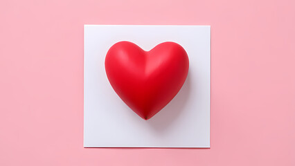 Heart-shaped decoration on a white square background against a soft pink surface creating a playful and vibrant aesthetic Generative AI